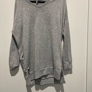 Bellamie Gray V-Neck Oversized Sweater